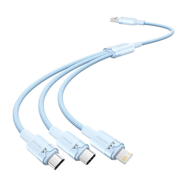 USB 2.0 A kuni 3in1 3A kaabel Vention CTPLG 1.5M (sinine)