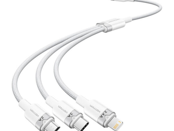 49807_1 USB 2.0 A kuni 3in1 3A kaabel Vention CTPWG 1.5M (valge)