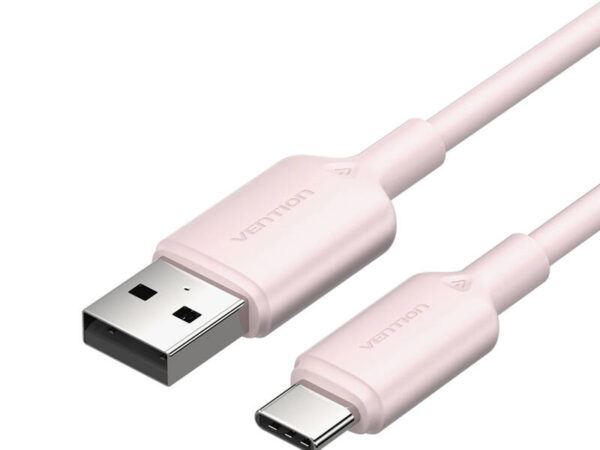 49815_1 USB 2.0 A kuni USB-C 3A kaabel Vention CTQPH 2M (roosa)