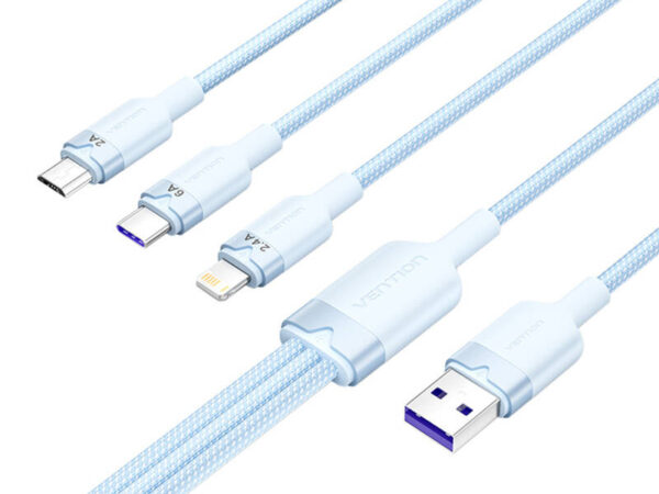 49818_1 USB 2.0 A kuni 3-in-1 6A kaabel Vention CTRLG 1.5M (sinine)