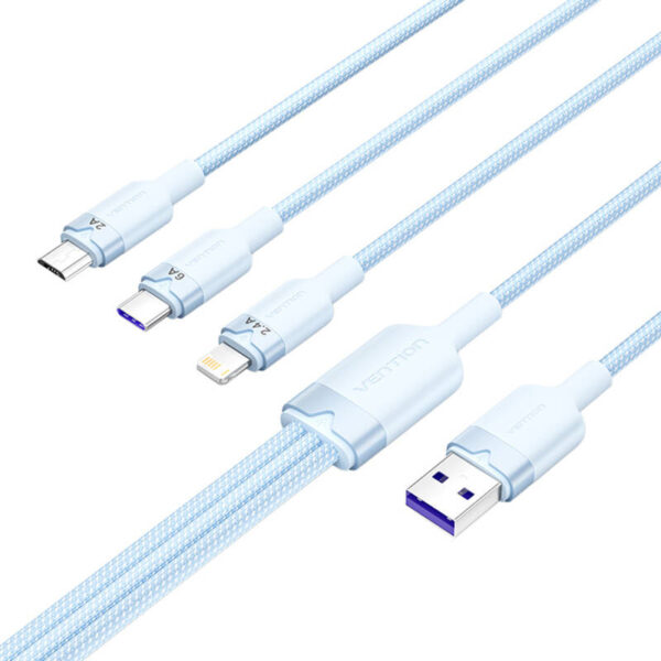 49818_1 USB 2.0 A kuni 3-in-1 6A kaabel Vention CTRLG 1.5M (sinine)