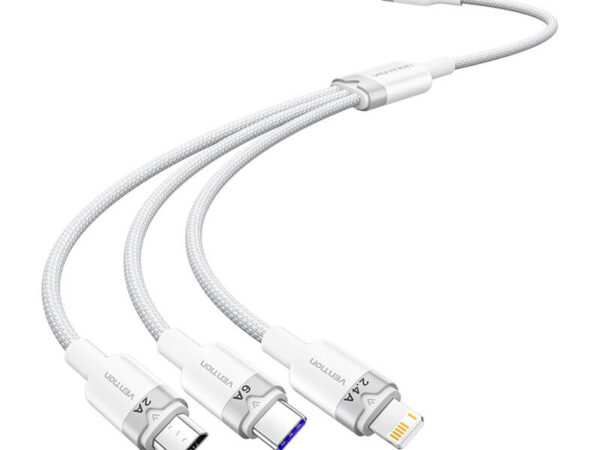 49820_1 USB 2.0 A kuni 3-in-1 6A kaabel Vention CTRWG 1.5M (valge)