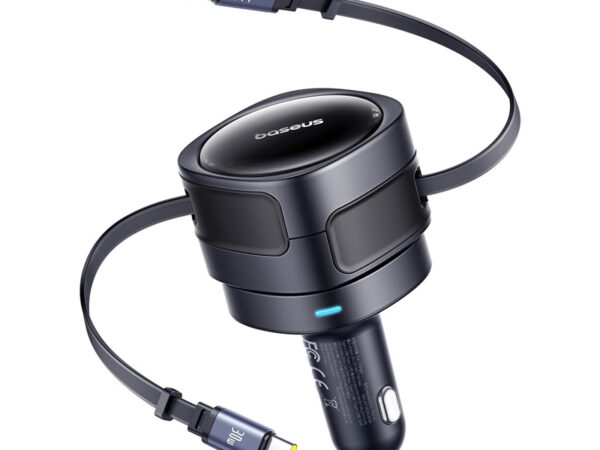 49969_1 Baseus Enjoyment Max auto laadija USB-C+USB-C kaablitega 60W Must
