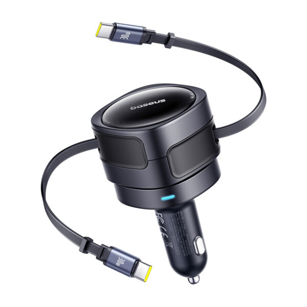 Baseus Enjoyment Max auto laadija USB-C+USB-C kaablitega 60W Must