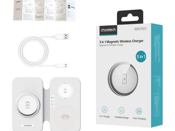 Choetech T616-F 3-in-1 induktiivne laadija (valge)