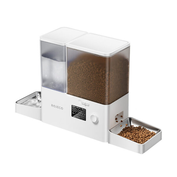Rojeco 2 in 1 lemmikloomade veefontään 3.5L ja toidutootja 5L nupuversion (valge)