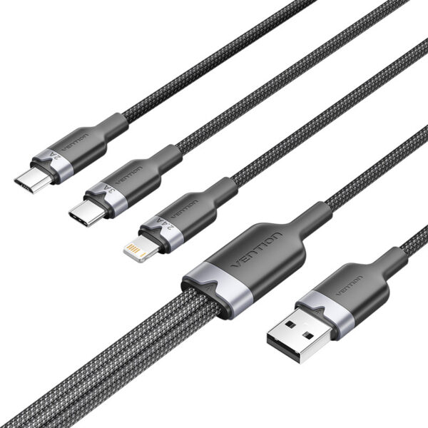 51085_1 USB 2.0 A isane 3-in-1 USB-C, Lightning ja Micro-B isase kaabel Vention 3A CTPBG 1.5m