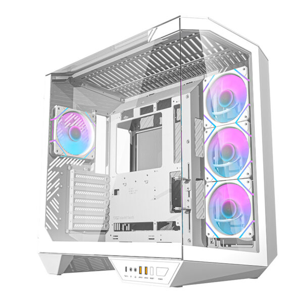 51516_1 Darkflash DY470 arvutikorpus (valge) + 4 ventilaatorit + GPU kinnitus