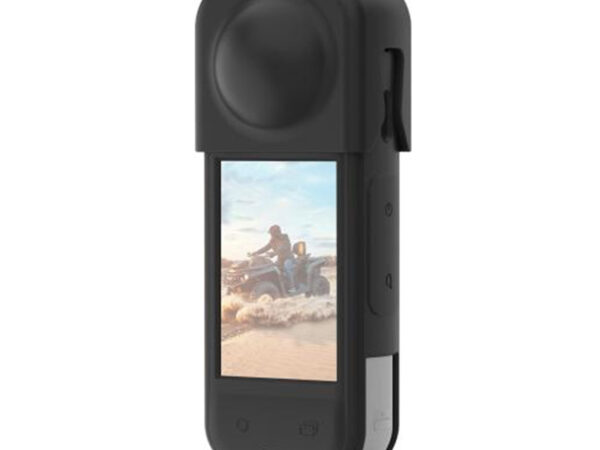 PULUZ silikoonist kaitsekate objektiivikattega Insta360 X5 jaoks (must)
