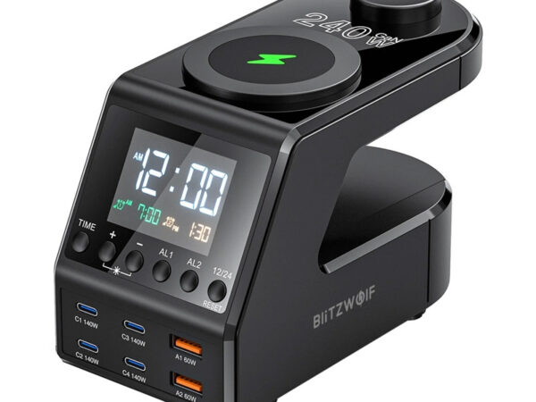 53776_1 Blitzwolf BW-FW10 äratuskell laadijaga 2xUSB-A, 4xUSB-C, 240W