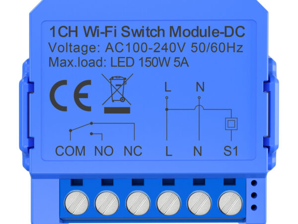 54001_1 1-kanaliline WiFi lüliti moodul pingevaba kontaktiga Avatto WSM16-DC32V-1