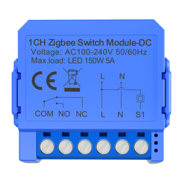1-kanaliline ZigBee lüliti moodul pingevaba kontaktiga Avatto ZWSM16-DC32V-1