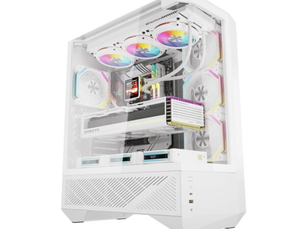 54887_5 Darkflash DY460 arvutikorpus (Valge) + 4 ARGB ventilaatorit