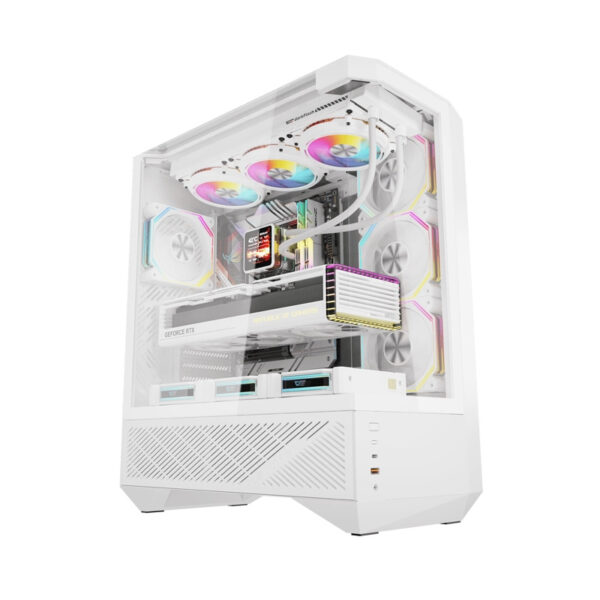 54887_5 Darkflash DY460 arvutikorpus (Valge) + 4 ARGB ventilaatorit