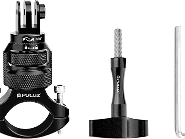 56021_1 Alumiinium 360° PULUZ roolivarre kinnitus spordikaameratele (must)