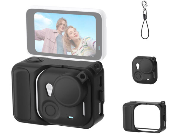 Silikoontooted Puluz kaitsekott Insta360 Go Ultra jaoks (must)