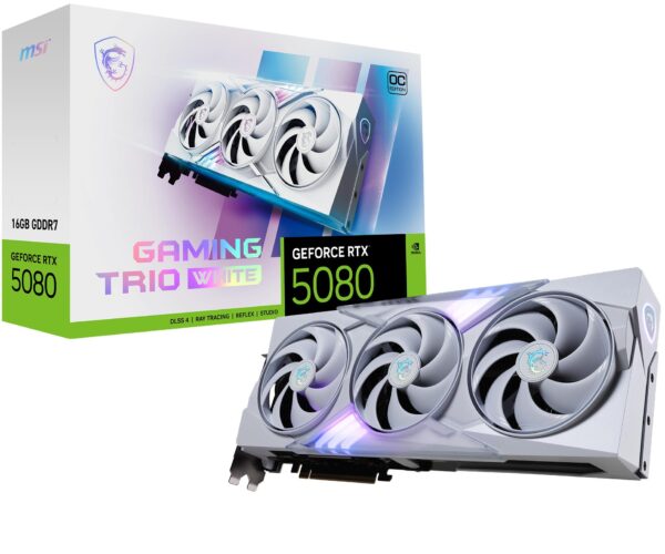 MSI RTX 5080 Gaming Trio 16GB GDDR7 PCIe 5.0 graafikakaart valge