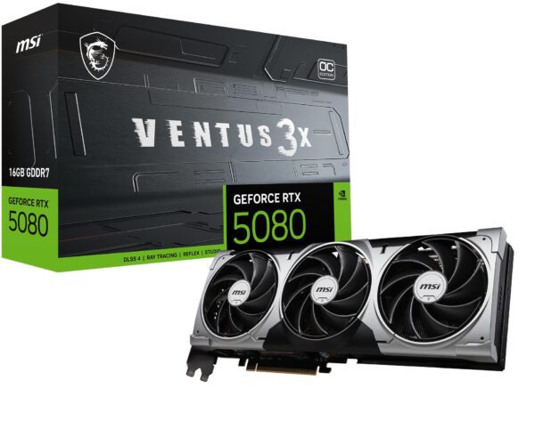 ELKO: 1432689 MSI RTX 5080 Ventus 3X OC 16GB GDDR7 PCIe 5.0 graafikakaart