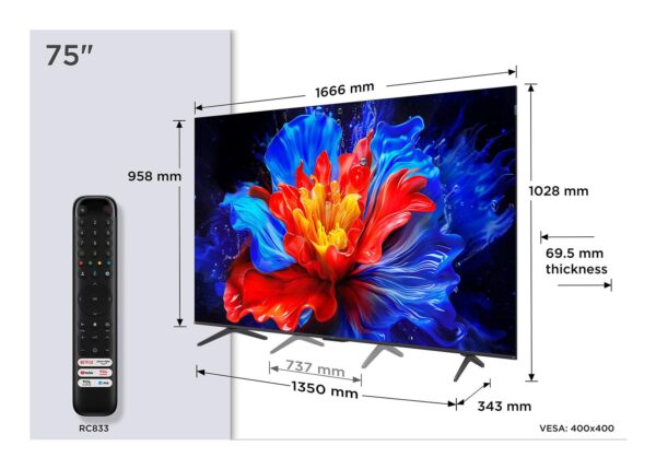ELKO: 1450142 TCL 75Q6C | 75” QD-Mini LED 4K Smart TV | Google TV | UHD