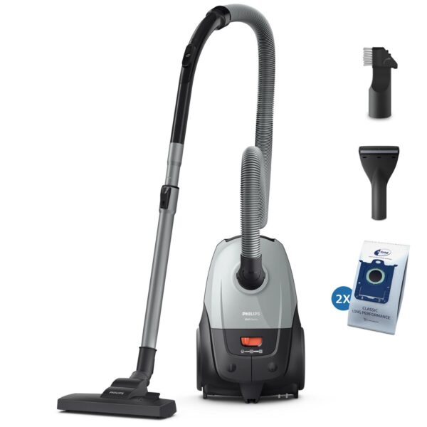 ELKO: 1460521 Vacuum Cleaner|PHILIPS|Input power 850 W|Dust capacity 3 L|Cylinder vacuum|Cleaning type Dry|Dust container Dust bag|Colour Black/Grey|XD2142/12