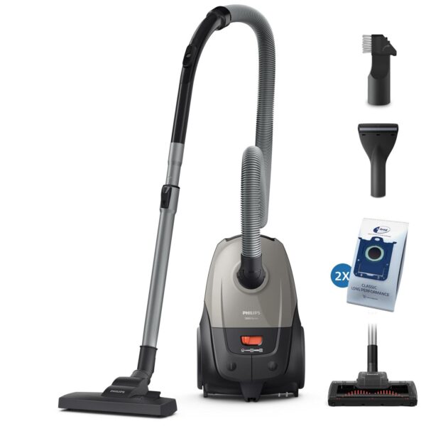 ELKO: 1460522 Vacuum Cleaner|PHILIPS|Input power 850 W|Dust capacity 3 L|Cylinder vacuum|Cleaning type Dry|Dust container Dust bag|Colour Black/Grey|XD2152/12